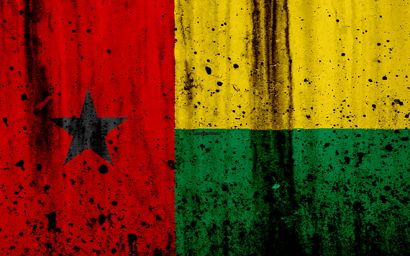 Guinea-Bissau flag grunge, flag of Guinea-Bissau, Africa, Guinea-Bissau, national symbols, Guinea-Bissau national flag, HD wallpaper
