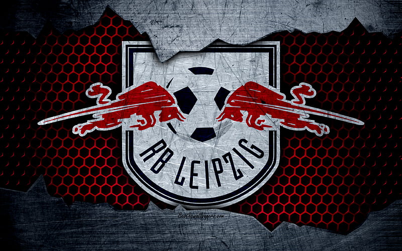 RB Leipzig logo, Bundesliga, metal texture, soccer, FC Leipzig, football, HD wallpaper