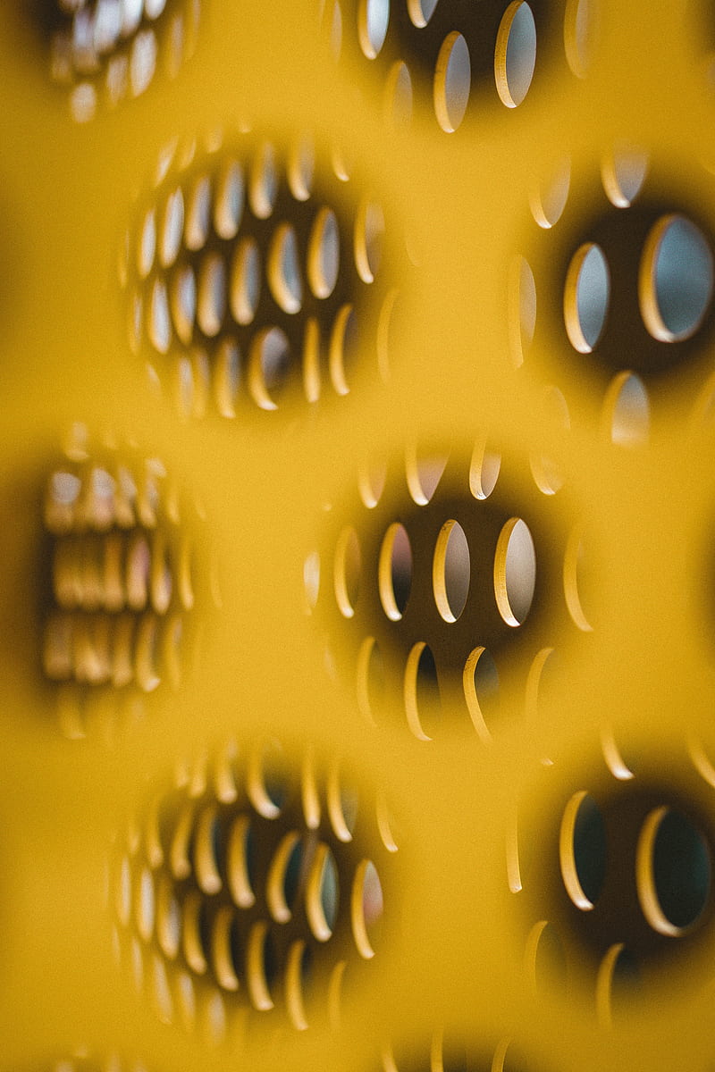 wall, circles, spots, yellow, HD phone wallpaper