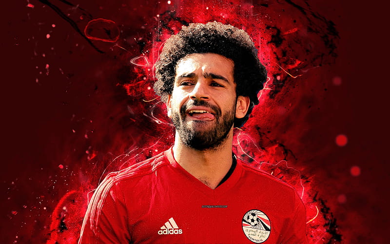 Mohamed Salah, abstract art, ‎Egypt National Team, fan art, Salah, soccer, Mo Salah, Mohamed Salah Ghaly, footballers, neon lights, Egyptian football team, HD wallpaper