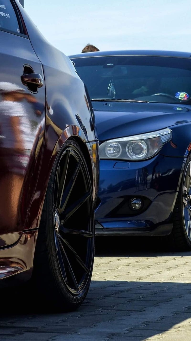 BMW M5 E60, blue, car, low, red, sport, vossen, HD phone wallpaper