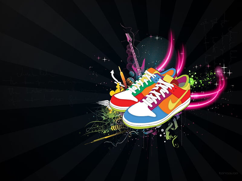 Colorful Nike, colors, art, nike, vector, HD wallpaper