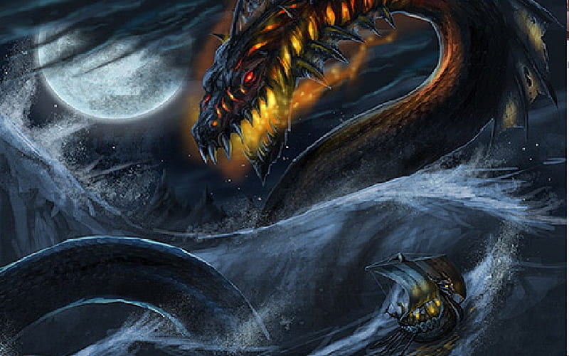 Jormungandr Serpent, jormungandr, clan, serpent, monster, viking, HD wallpaper