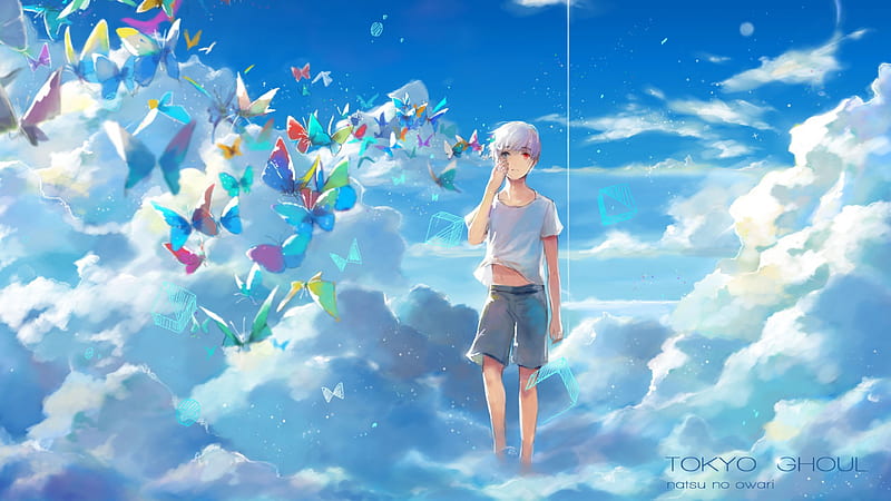 Images Boys Anime Sky Clouds 1366x768