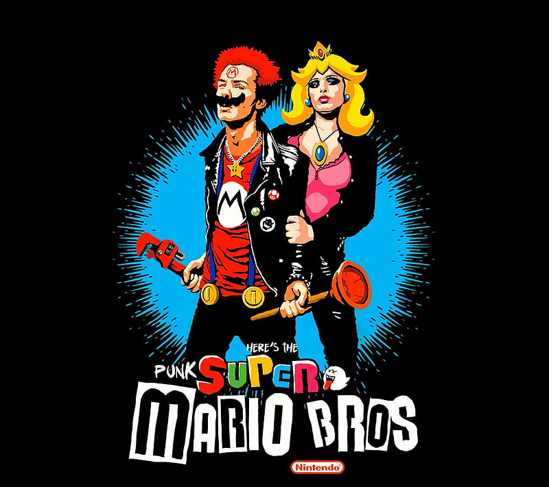 Super Mario Punk, badass, fun, game, nintendo, super mario bros, HD wallpaper