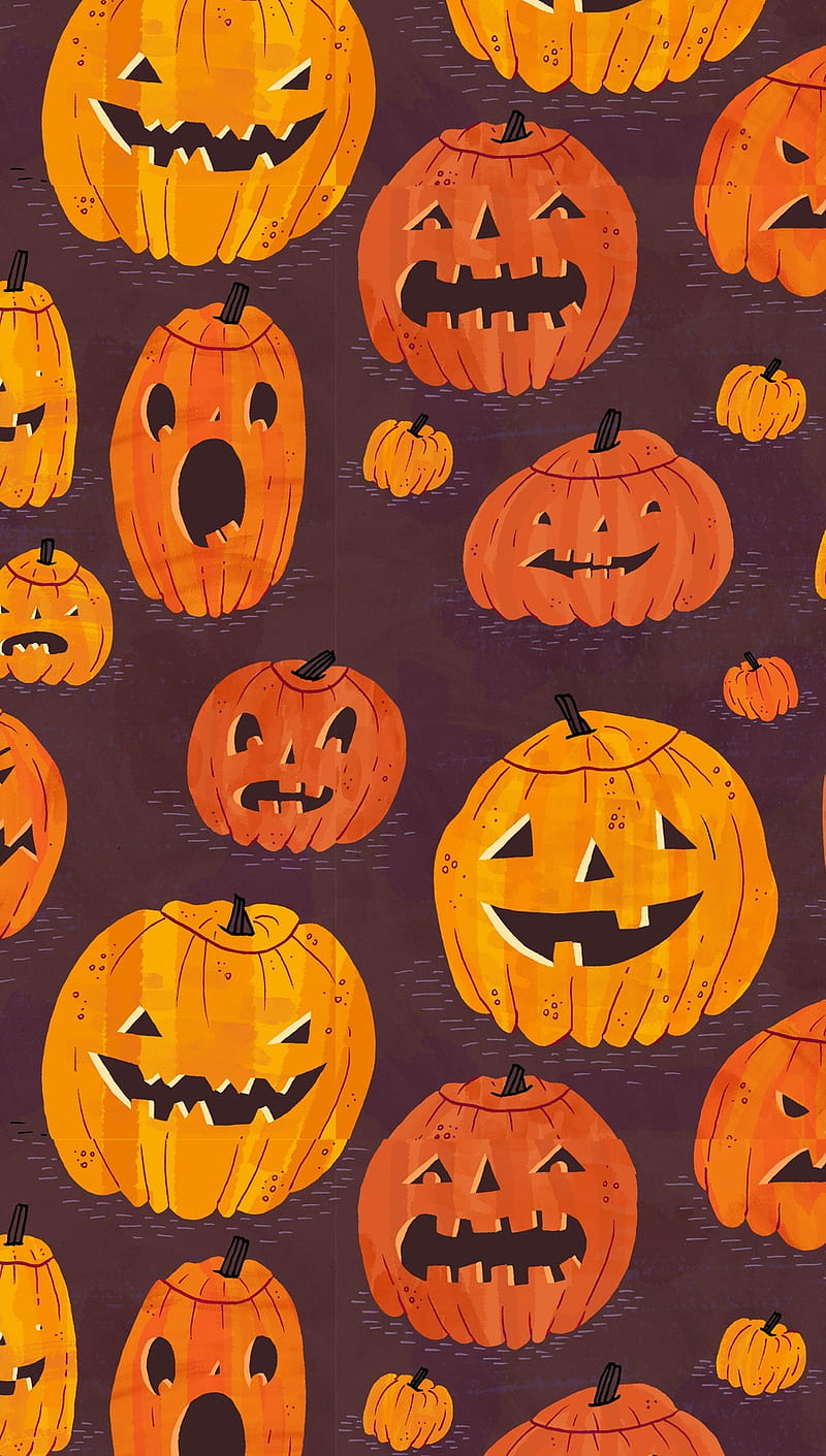 Halloween pattern, occassion, pumpkin, HD phone wallpaper