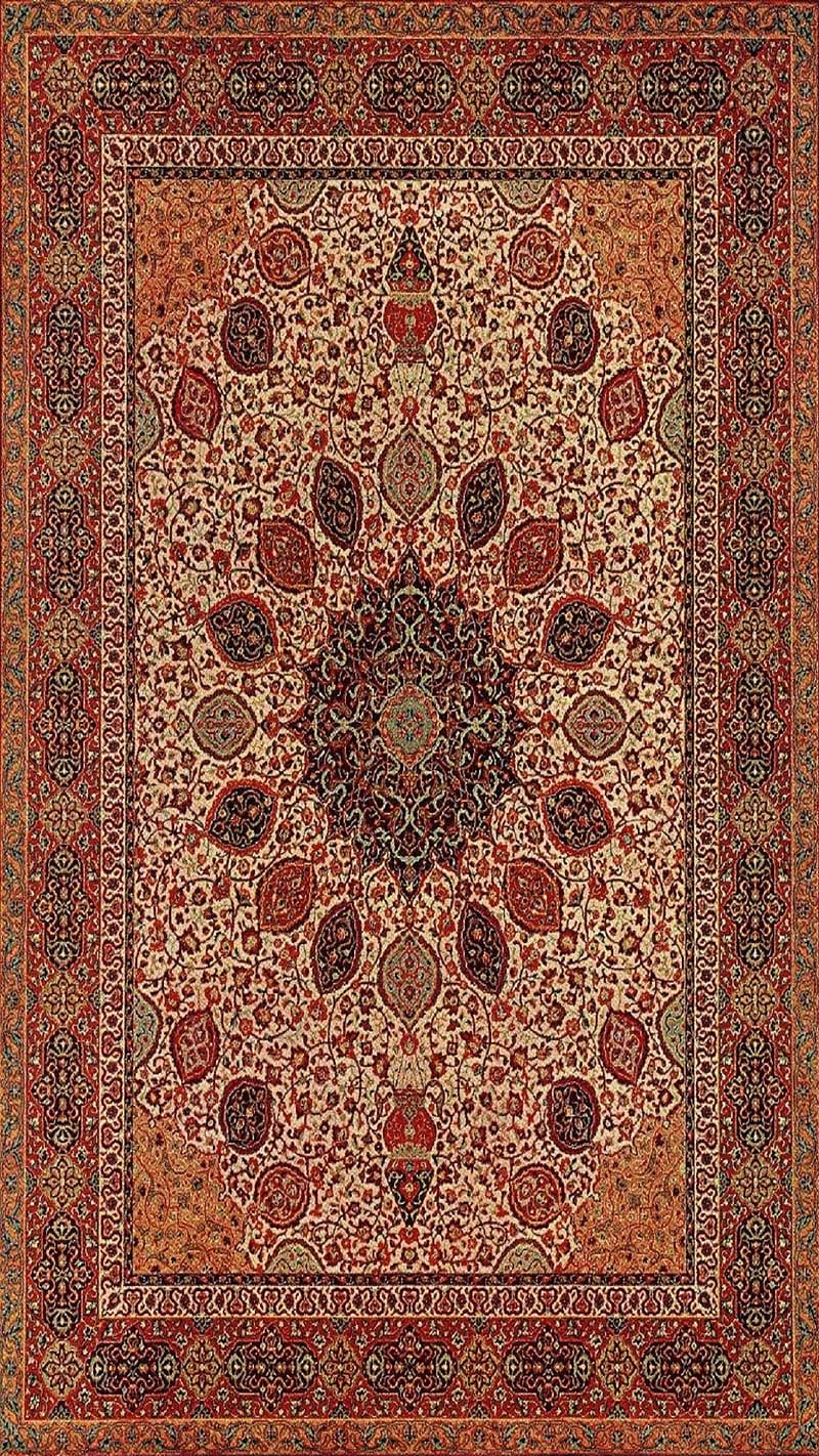 carpet, persian, desenho, art, pattern, vintage, damask, brown, red, HD phone wallpaper