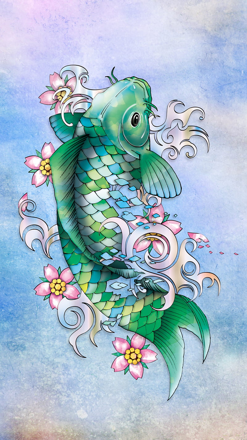 Emerald Koi Fish, carp, japan, jewel, koifish, HD phone wallpaper