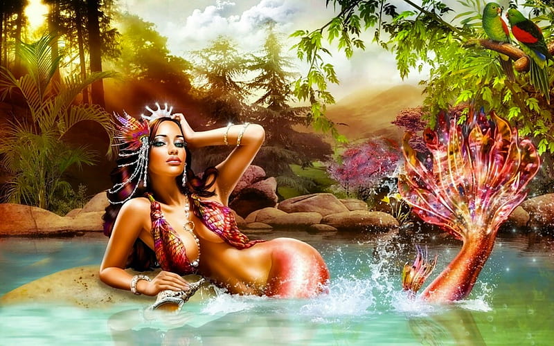 Lovely Mermaid, lovely, Mermaid, ocean, Magical, beauty, Dreamy, sea, creature, HD wallpaper