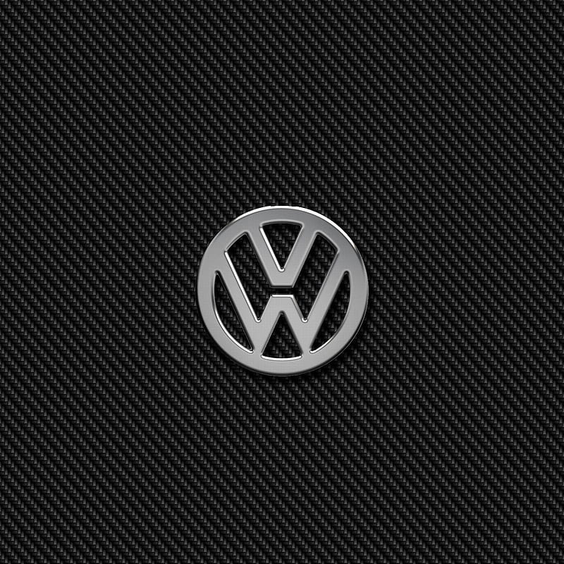 VW Chrome Carbon, badge, emblem, logo, volkswagen, HD phone wallpaper