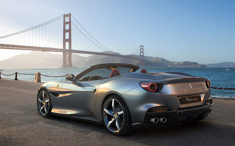 2021, Ferrari Portofino M, rear view, exterior, silver convertible, new silver Portofino M, Italian sports cars, Ferrari, HD wallpaper