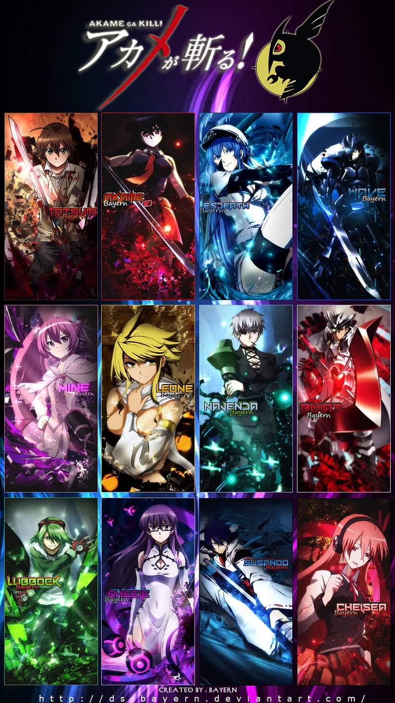 Akame ga Kill! (Akame, Tatsumi, Mine, Leone, Sheele, Bulat