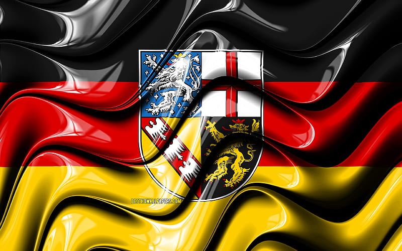 Saarland flag States of Germany, administrative districts, Flag of Saarland, 3D art, Saarland, german states, Saarland 3D flag, Germany, Europe, HD wallpaper