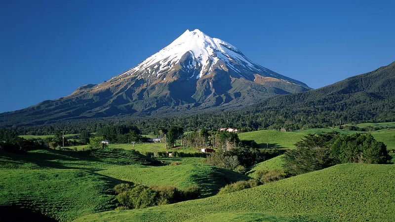 landscapes, New, Zealand, Taranaki, Egmont, National, Park, Snow, Caps / and Mobile Background, HD wallpaper