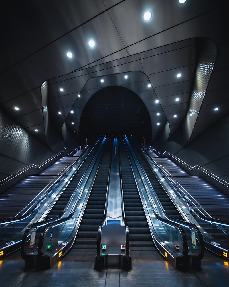 elevator, tunnel, metro, station, architecture, HD phone wallpaper