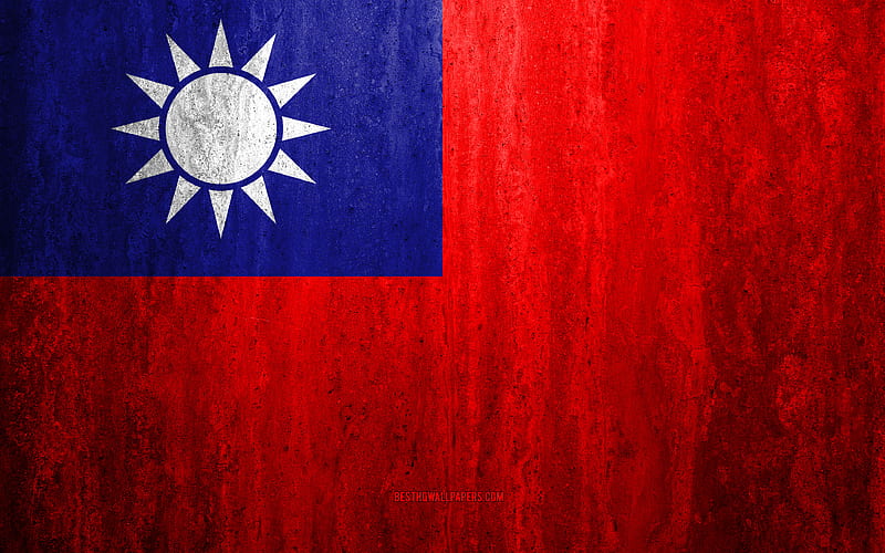 Flag of Taiwan stone background, grunge flag, Asia, Taiwan flag, grunge art, national symbols, Taiwan, stone texture, HD wallpaper