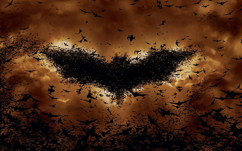 Batman Begins (2005), fire, fantasy, logo, movie, orange, bat, black, Batman  Begins, HD wallpaper | Peakpx