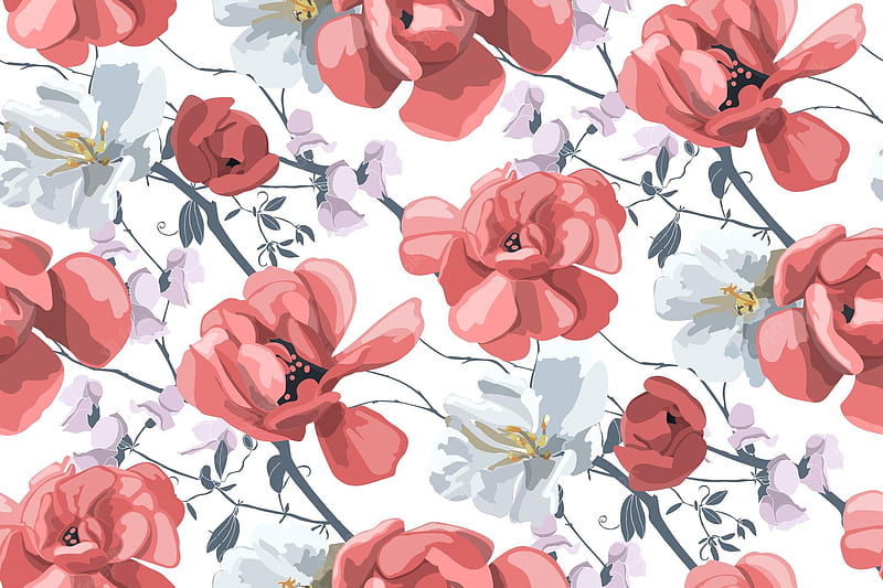 Premium Vector  Floral print design. pattern with cute flowers and berries