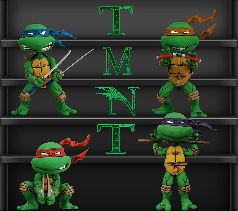 Tmnt Bobble Head, ninja, turtles, HD wallpaper