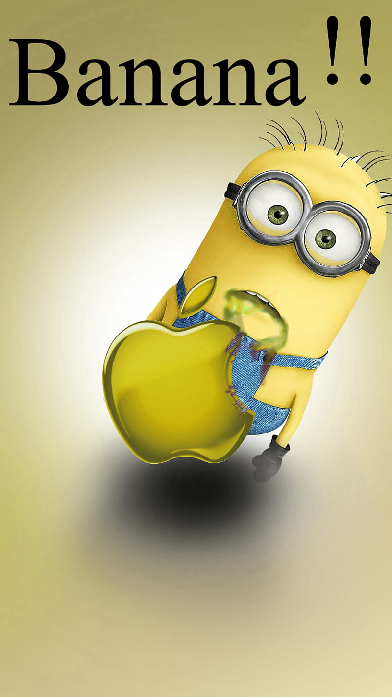 banana minion, apple, despicable, evil, funny, logo, me, minion, movie, yellow, zain, HD phone wallpaper