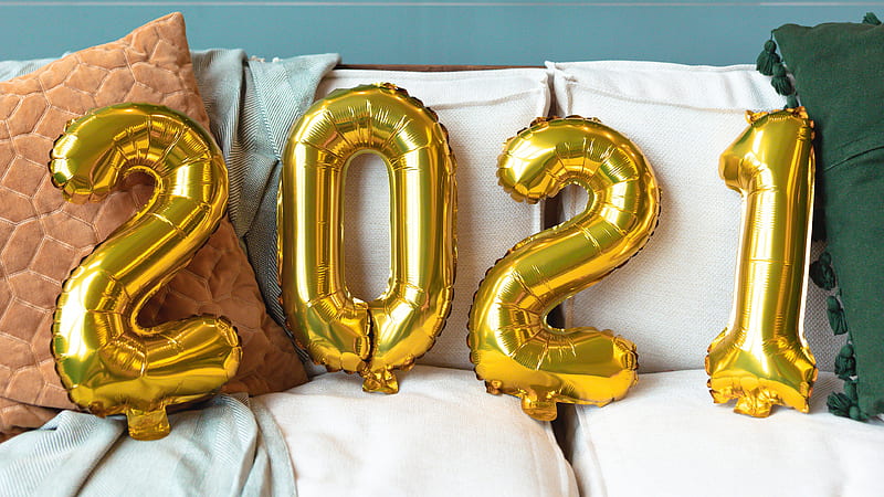 Golden 2021 Letter On White Couch Happy New Year 2021, HD wallpaper