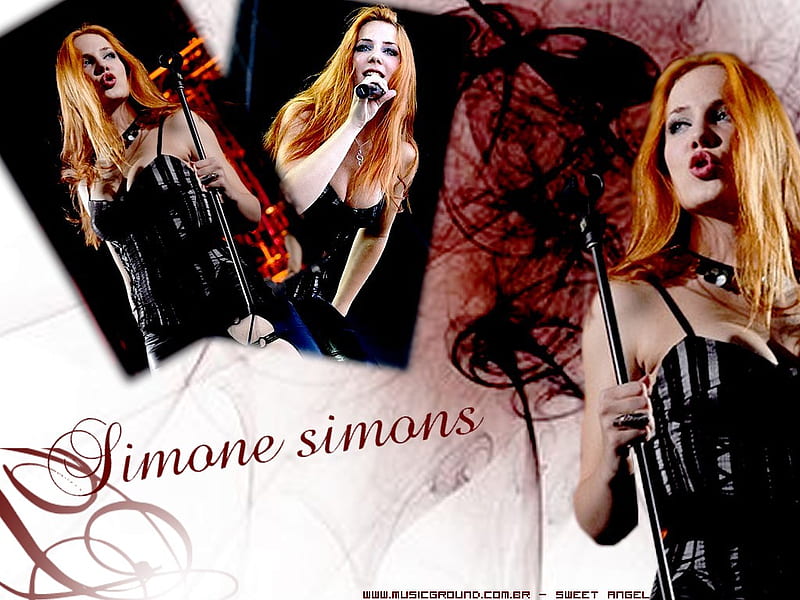 Simone Simons, epica, red, HD wallpaper
