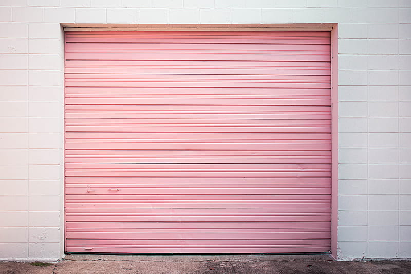 pink rolling door, HD wallpaper