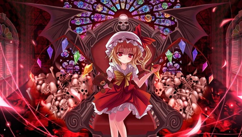 Touhou, colors, devil, women, dark, HD wallpaper