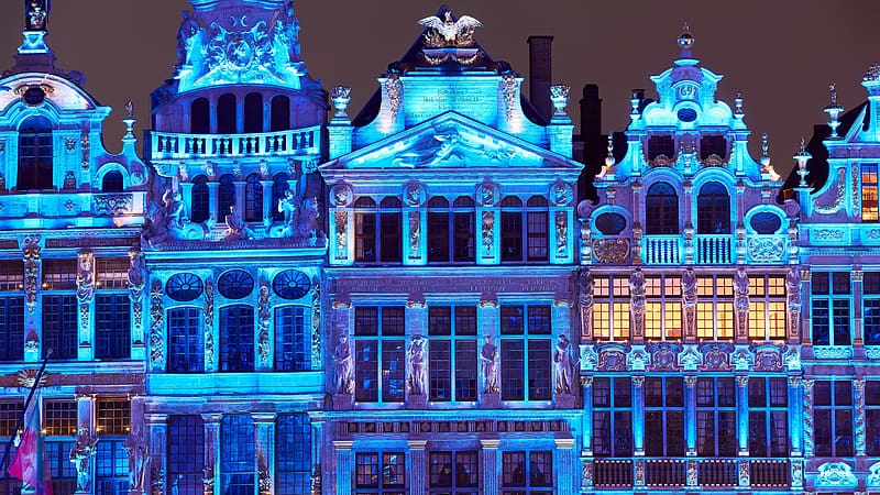 Xmas Guild houses of Grand Place Brussels Belgium Bing, HD wallpaper