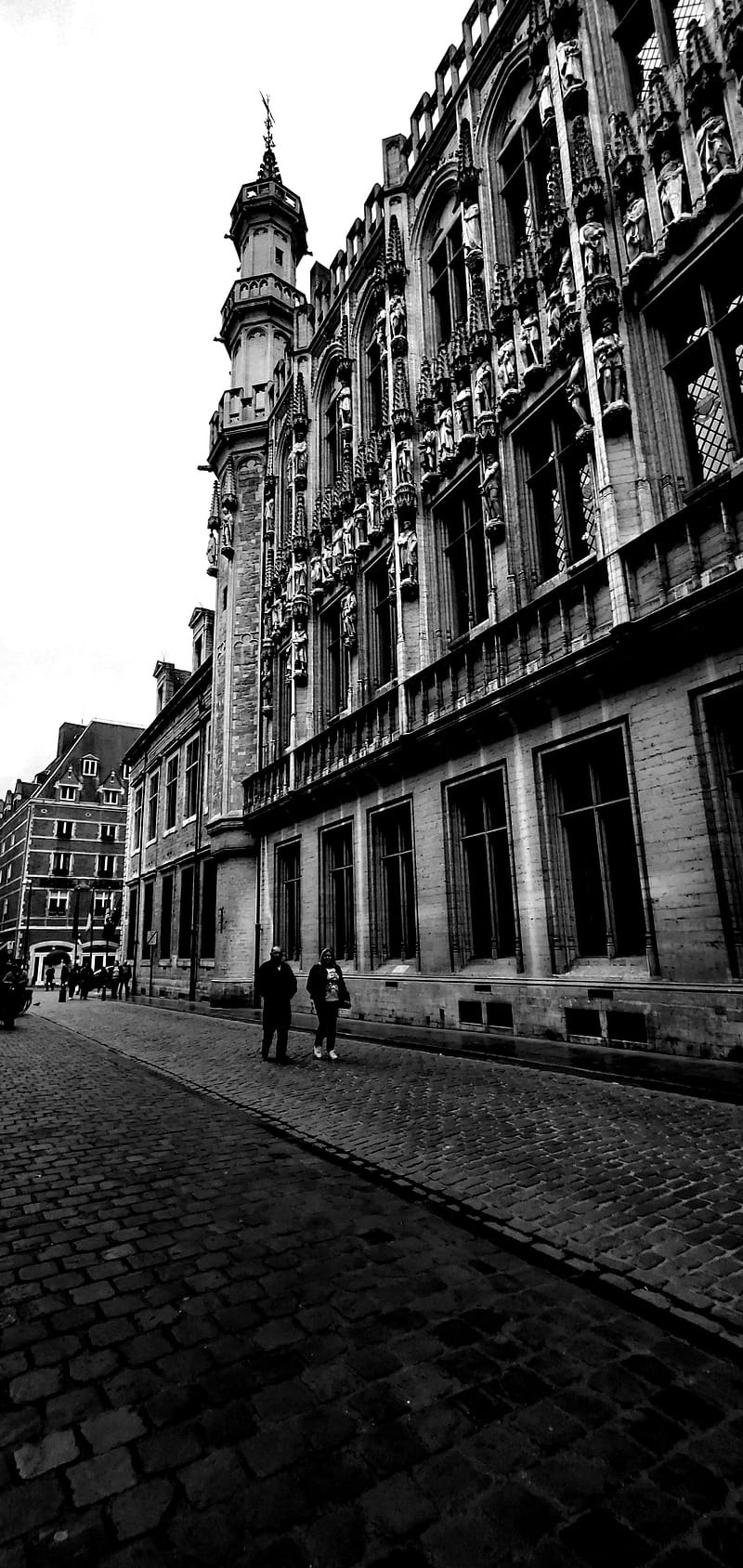 Brussels Town Hall, architecture, belgium, black-and-white, bw, city, graphy, samsunggalaxys10plus, streets, travel, HD phone wallpaper