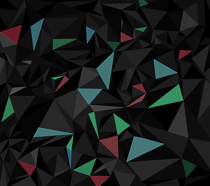 Nox Neon, abstract, black, blue, dark, green, red, triangle, HD wallpaper