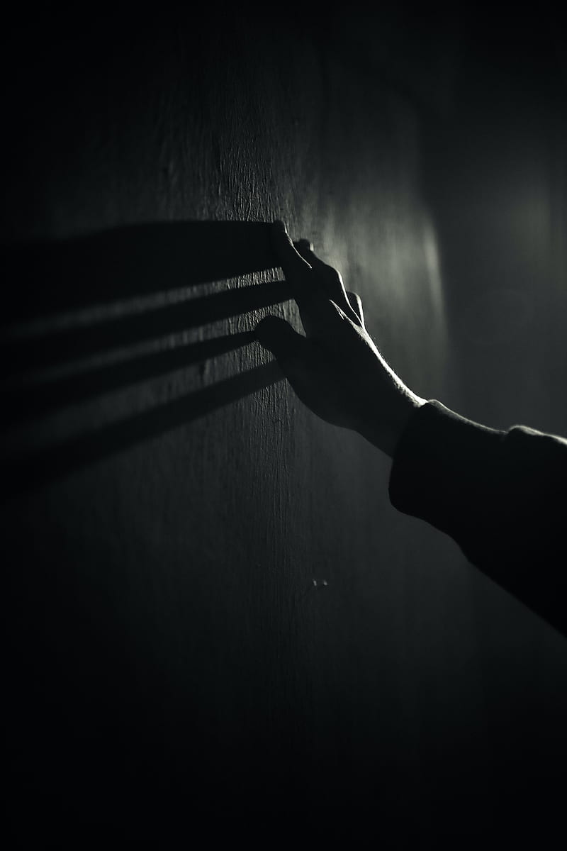 hand, wall, touch, bw, shadow, dark, HD phone wallpaper