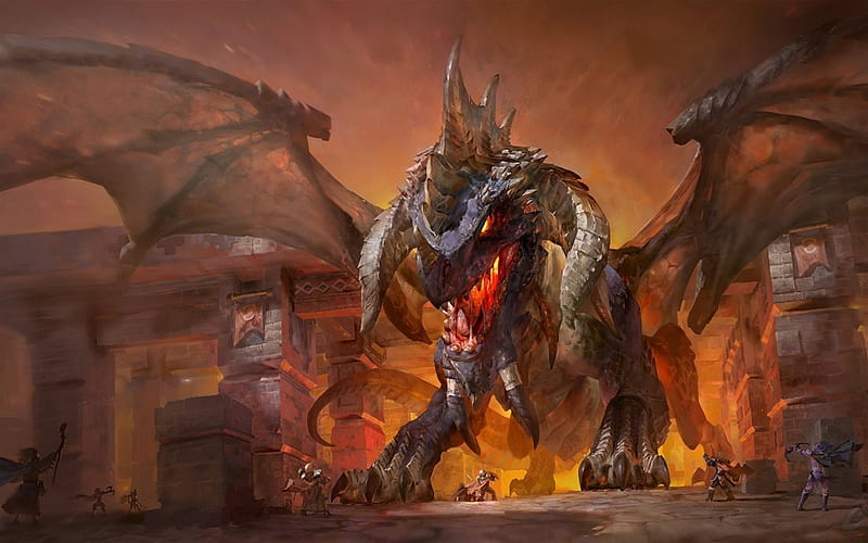 Nefarian, fire, dragon, monsters, World of Warcraft, WoW, HD wallpaper