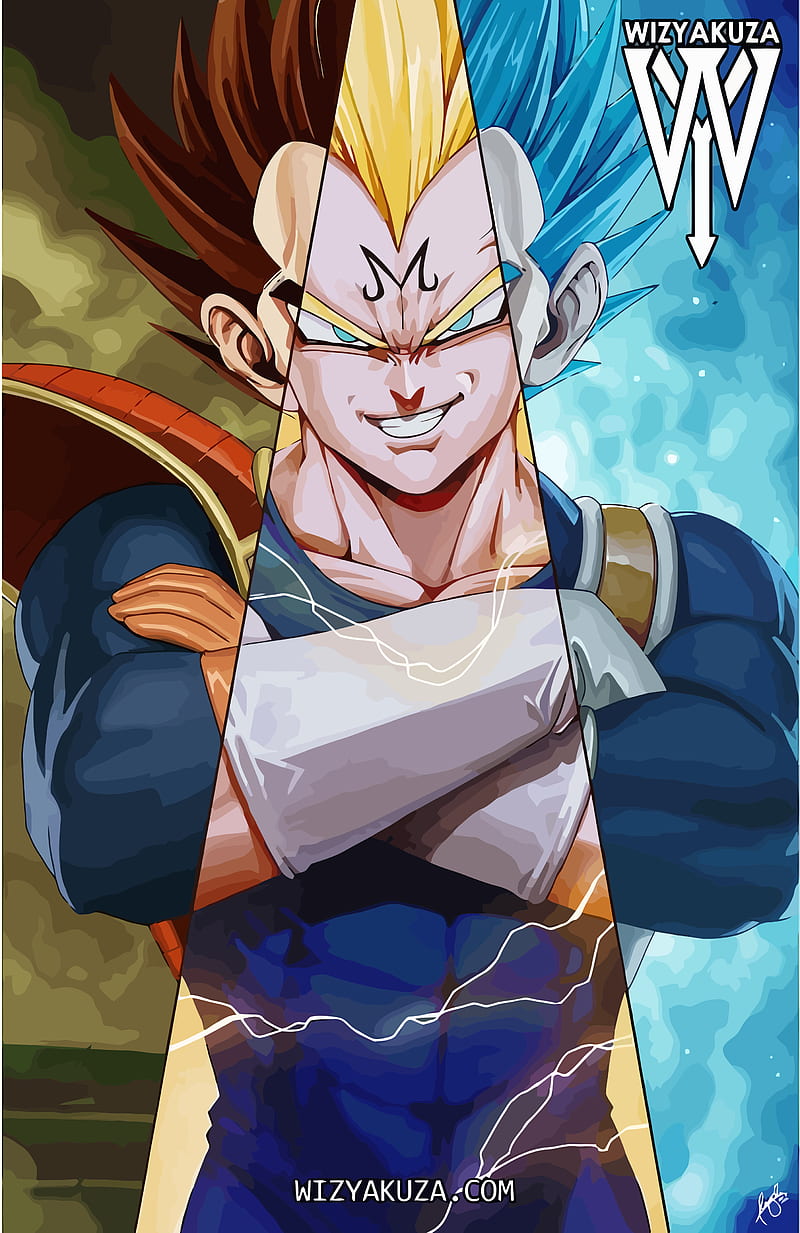 Double Face Vegeta, dragon, ball, red, blue, super, saiyan, HD