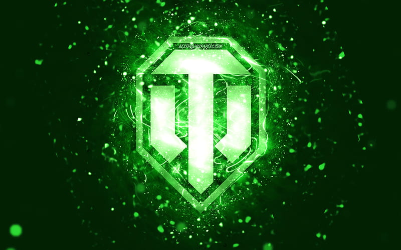 World of Tanks green logo green neon lights, WoT, creative, green abstract background, World of Tanks logo, brands, WoT logo, World of Tanks, HD wallpaper