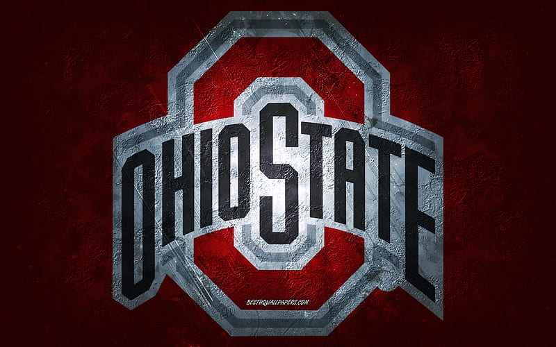 Ohio State Buckeyes, American football team, red background, Ohio State Buckeyes logo, grunge art, NCAA, American football, USA, Ohio State Buckeyes emblem, HD wallpaper