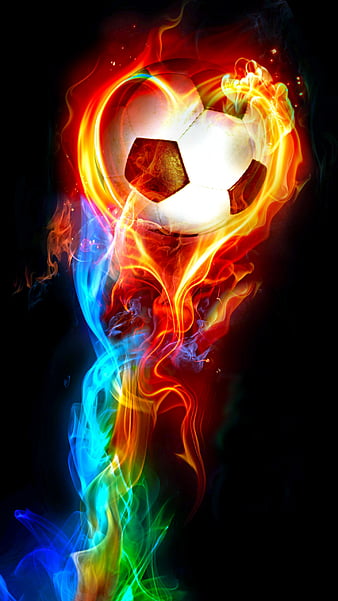 Premium Photo  A soccer ball in the clash of ice and fire on black  background