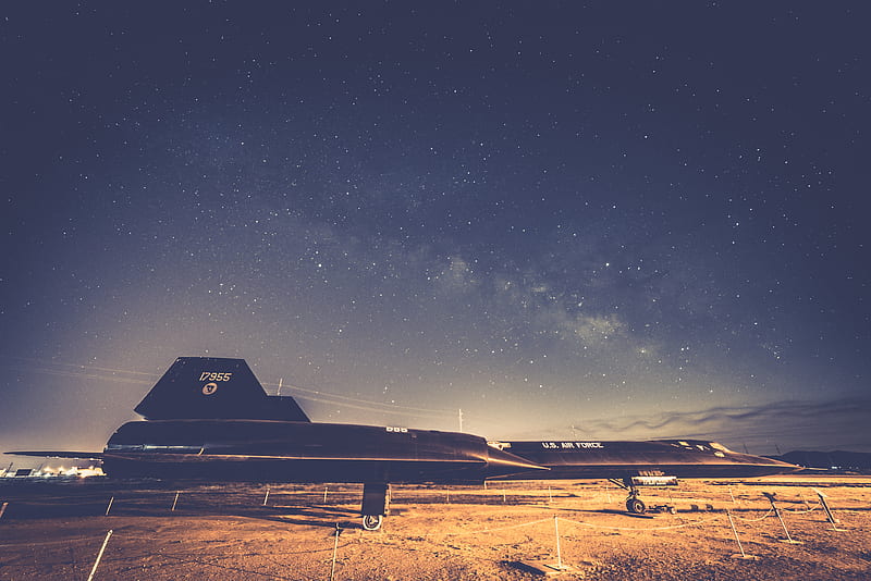 black U.S. Air Force jet plane parked on ground, HD wallpaper