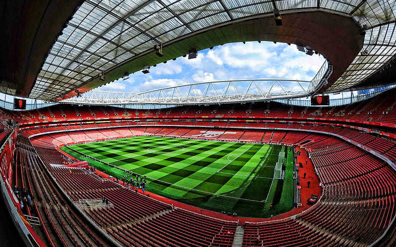 Emirates Stadium, empty stadium, London, England, soccer, Arsenal Stadium, football stadium, Arsenal FC, english stadiums, R, HD wallpaper
