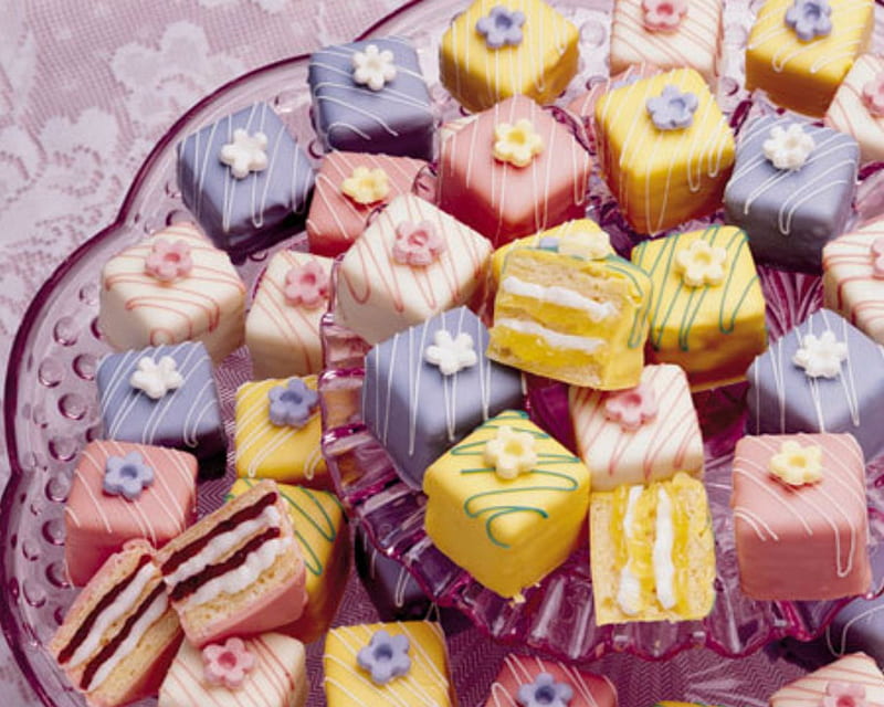 Mini Cakes, cake, fondant, food, sweet, HD wallpaper