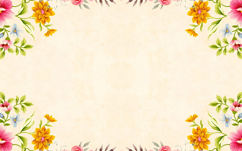 frame with flowers, retro paper texture, floral retro background, floral frames, HD wallpaper