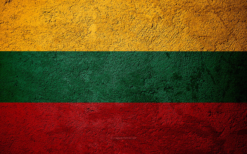 Flag of Lithuania, concrete texture, stone background, Lithuania flag, Europe, Lithuania, flags on stone, HD wallpaper