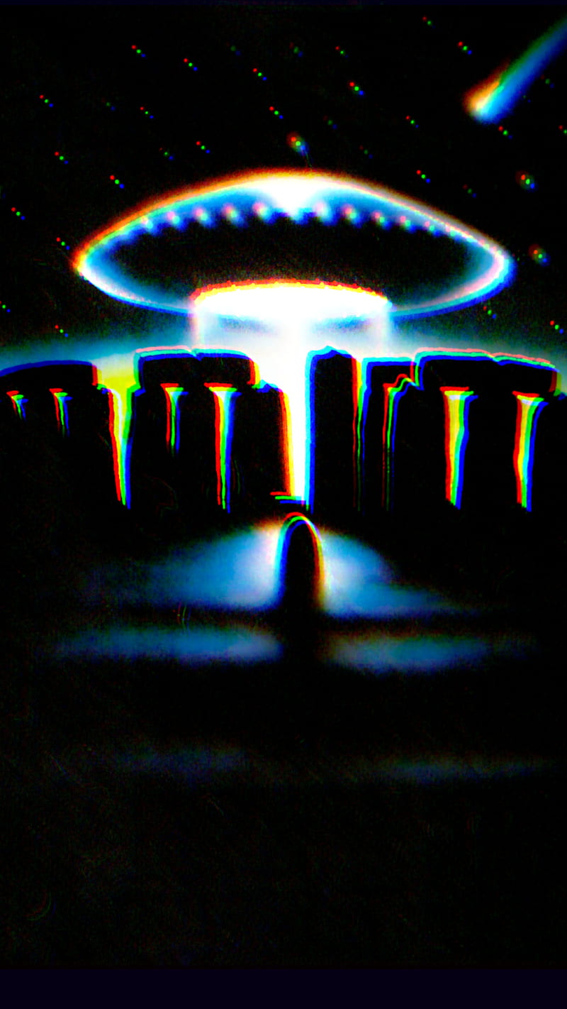 UFO, ufos, alien, extraterrestrial, stonehenge, glitch, HD phone wallpaper