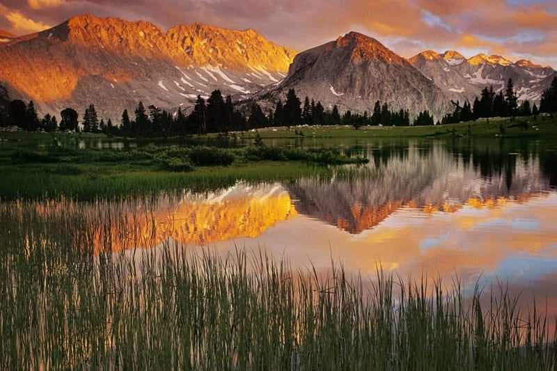 Clearing Storm over Pioneer Basin, California, usa, mountains, reflection, clouds, sierra nevada, HD wallpaper
