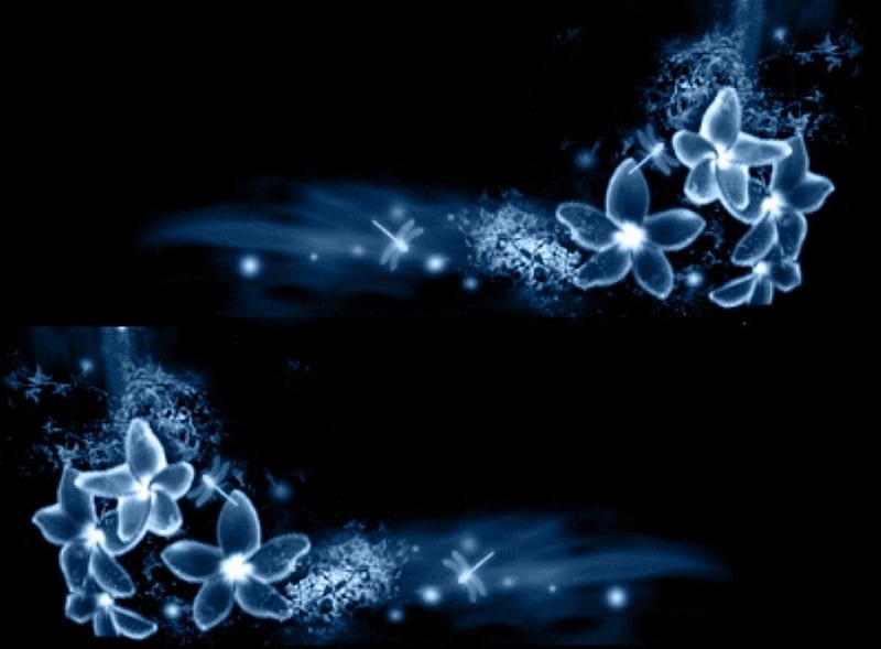 Corazones y flores azules, flores azules, negras, libélulas azules, Fondo  de pantalla HD | Peakpx