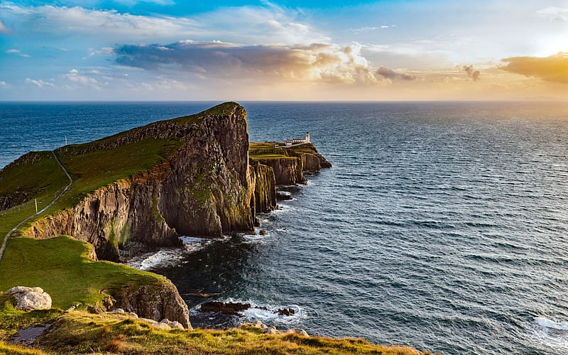 Lighthouse Coast Neist Point Isle of Skye UK, HD wallpaper