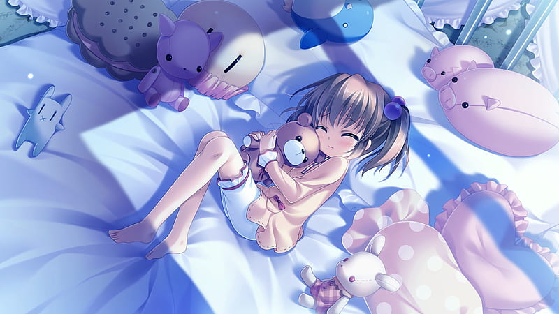 Tsumigi (Midori No Umi), cute, sleeping, scared, anime, HD wallpaper