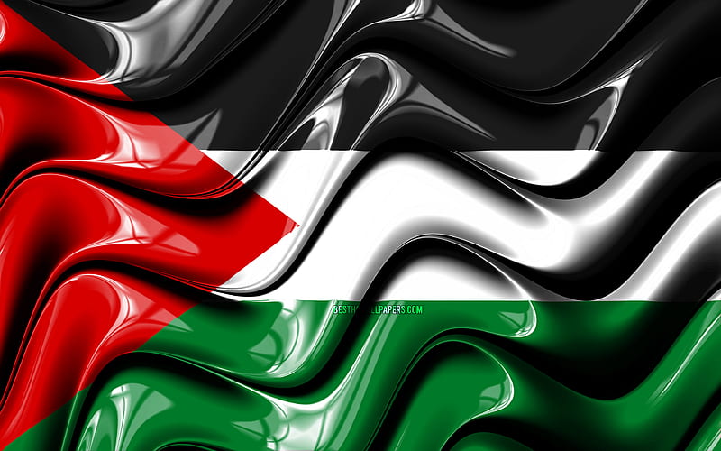 Palestinian flag, Asia, national symbols, Flag of Palestine, 3D art, Palestine, Asian countries, Palestine 3D flag, HD wallpaper