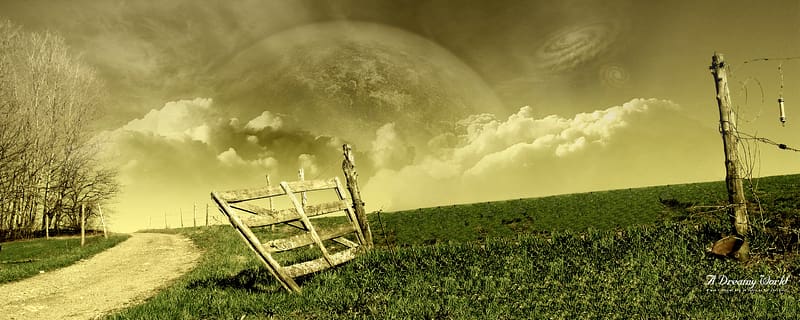 Moon, , Field, Galaxy, Fence, Space, A Dreamy World, HD wallpaper Moon, , Field, Galaxy, Fence, Space, A Dreamy World, HD wallpaper