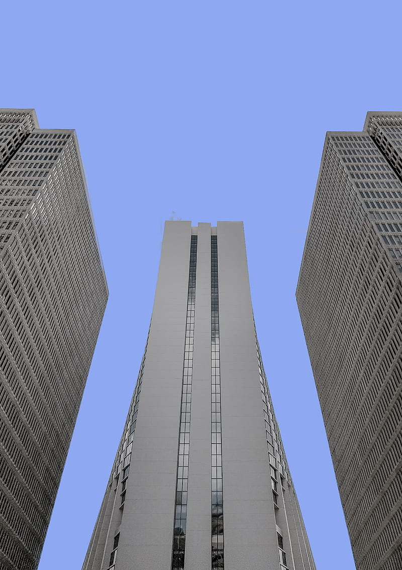 low-angle of white high-rise building under blue sky, HD phone wallpaper